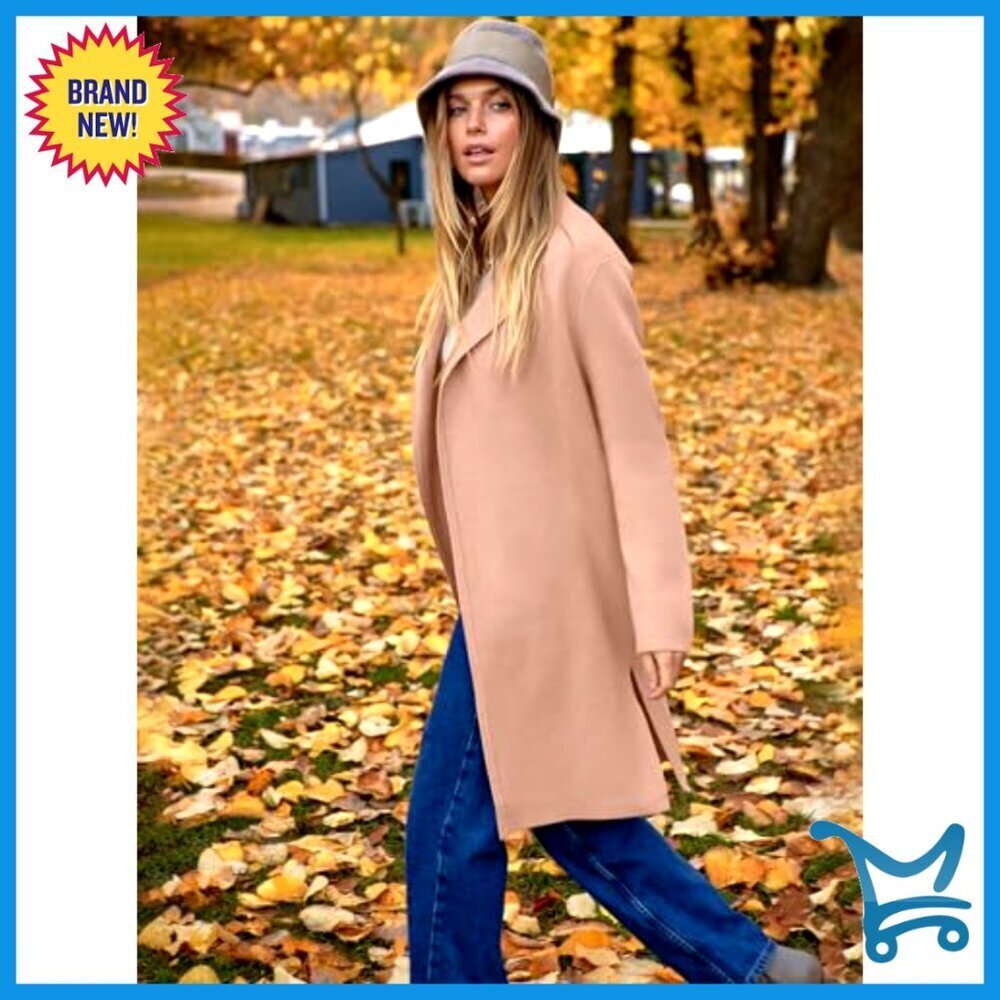 Oversized Knit Cardigan Lapel Neckline Trench Coatigan Chic Fall Winter Wear - Picture 3 of 7